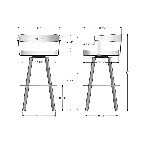 Image of Amisco Lars 30 inch Swivel Bar Height Barstool, Upholstered Stool with Solid Wood Back and Arms for Kitchen Island or Bar, Drees Stool, Greige Faux Leather /Light Brown Wood /Dark Brown Metal