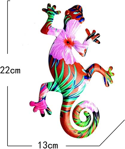 TYFG Metal Gecko Wall Decor,Garden Ornaments Wall Art Outdoor Garden Decorations Wall Fence Sculpture Set of 2 Hanging for Outdoor Backyard Porch Home Patio Lawn Fence Decorations Wall Sculptures