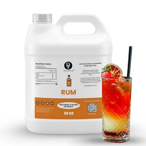 Dolce Flav Rum Extract, Pure, for Baking, Coffee, 32oz Bulk