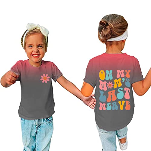 Toddler Girls Kids T Shirt Flower Gradient Print Short Sleeve Basic Tees Tops Loose Comfy Soft Summer Clothes Shirt3