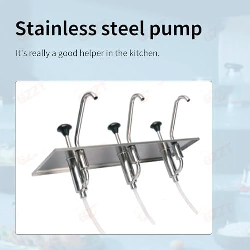 Sauce Dispenser, Stainless Steel Sauce Dispensing Pump with Rotary Pressure Head, Suitable for Syrups, Honey, Jams, Spices