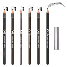 6pcs 2mm Thin Small Tip Eyebrow Pencils with Brush Long Lasting Peel Off Slim Eye Brow Pencils Brow Cosmetics Professional Makeup Brow Ultra-fine Eyebrow Pencil Brown