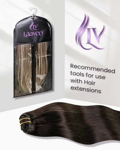 Image of LaaVoo Human Hair Clip In Extensions, For Graduation, 20 Inch 5Pcs 80g | Muted Dark Brown Real Hair Extensions Clip In Human Hair, Thick Fiber Structure, Create Elegant Long Hairstyles