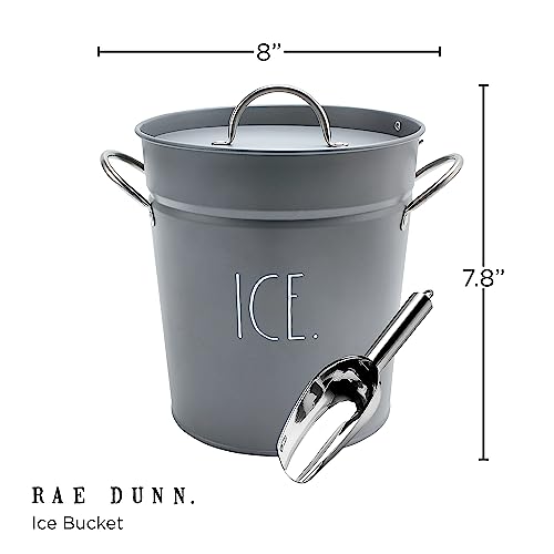 Rae Dunn Ice Bucket with Scoop - Stainless Steel Bucket with Handle, Lid and Ice Scooper - 4 Qt. Storage Bin for Ice Cubes for Bars, Parties, Backyard Barbeques, Picnics, and Camping (Grey) by Rae Dunn - Image 3