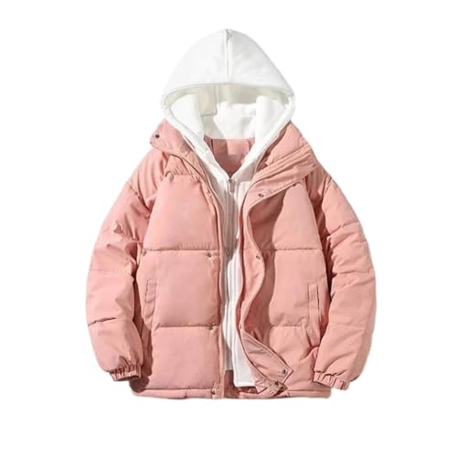 Parka cálida de gran tamaño con capucha para mujer, chaqueta corta de algodón, holgada, informal, abrigo de invierno, Pnnrk, S