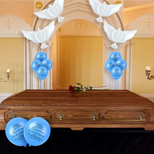 Image of Skylety 36 Pcs Memorial Balloons to Release with Dove Balloon, Blue | Helium, Remembrance for Heavenly Birthday, Memorial Services, Release in Sky Ceremony, Forever in Hearts Messages