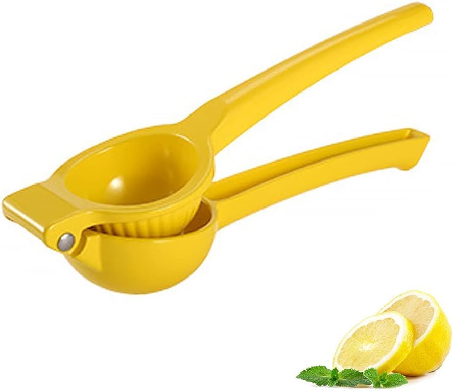 Exprimidor manual amarillo de limón cítrico, exprimidor de frutas, lima de metal, herramienta de cocina premium para exprimir la mano