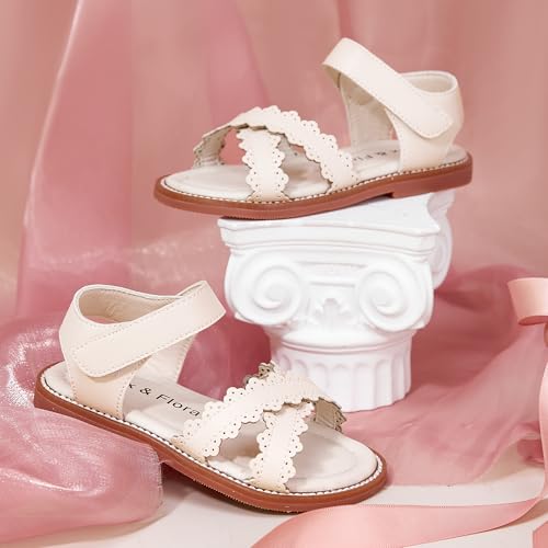 Image of Felix & Flora Toddler Girl Sandals - Little Girl Easter Dress Shoes Lightweight Open Toe Beach Holiday Flats