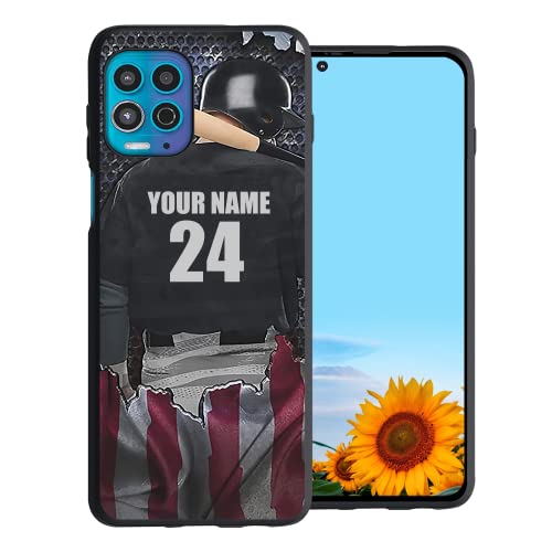 Personalized Name Number Phone Cases Custom Baseball America Flag Phone case for Moto G Stylus 2021/2023/2024,G Power 2022/2024, G PLAY 2023/2024, EDGE PLUS 2023,G 5G 2024,EDGE 5G 2024