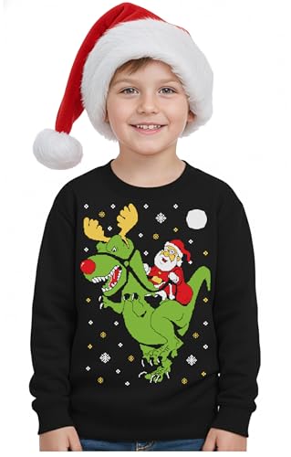 Tstars Kids Funny Ugly Christmas Sweatshirt - Santa Claws Cat