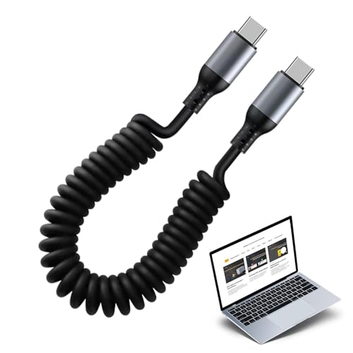 Coiled USB C Cable Reversible Coiled Fast Charging Tangle-Fr