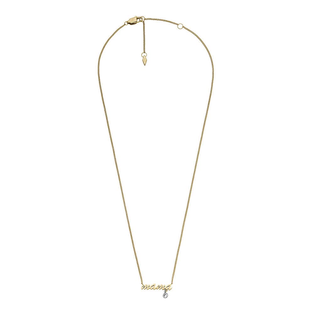 Fossil Halskette für Frauen Sadie Name Necklace Zweifarbige Edelstahlkette, Länge: 406mm+60mm, Breite: 19.5 mm, Höhe: 9mm, JF04431998