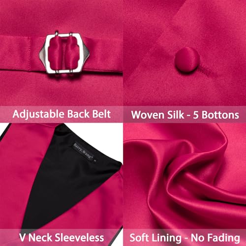 Image of Barry.Wang Men's Suit Vest Tie Bowtie Set Formal Silk Paisley Waistcoat Hanky Cufflinks Lapel Pin Set Wedding Party 7PCS