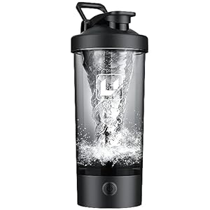 Premium Electric Protein Shaker Bottle, 22oz Blender for Mixing Protein, Gym Portable Cup, and Cocktails, BPA Free Self Stirring Shaker with Waterproof Design in Sleek Black