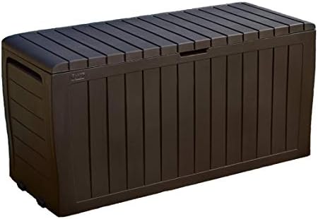 Keter Marvel Plus 71 Gallon Resin Outdoor Box for Patio Furniture Cushion Storage, Brown
