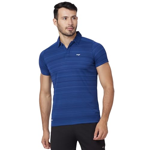 Image of berge' Mens Polyester Dry Fit Collar Wave Stripe Polo Tshirts for Men, Quick Drying & Breathable Fabric, Gym Wear & Workout Tees|Collar Tshirt for Men|Slim Fit Half Sleeve Tshirt|Polo Neck Tshirts
