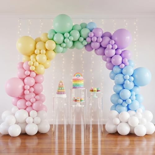 Image of RUBFAC Pink Balloons 135pcs Light Pastel Pink Balloon Different Sizes 18 12 10 5 Inch for Garland Arch Birthday Party Baby Shower Gender Reveal Wedding Anniversary Easter Decoration