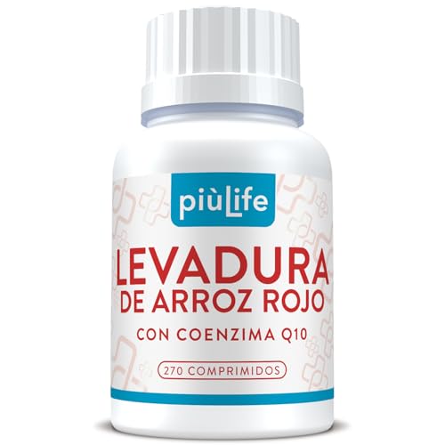 Levadura De Arroz Rojo Colesterol 270 Comprimidos PiùLife, 2,95mg Monacolina K Con Coenzima Q10, Levadura Roja De Arroz Rica En Fibra Y Polifenoles, Bienestar Diario, Red Yeast Rice