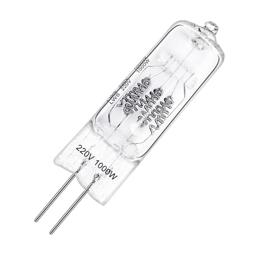 LedWekei Ampoules halogènes, halogène 230 V 1000 W, ampoules de projecteur, ampoules blanc chaud 3200 K à intensité variable, 1 borne fine à 2 broches.