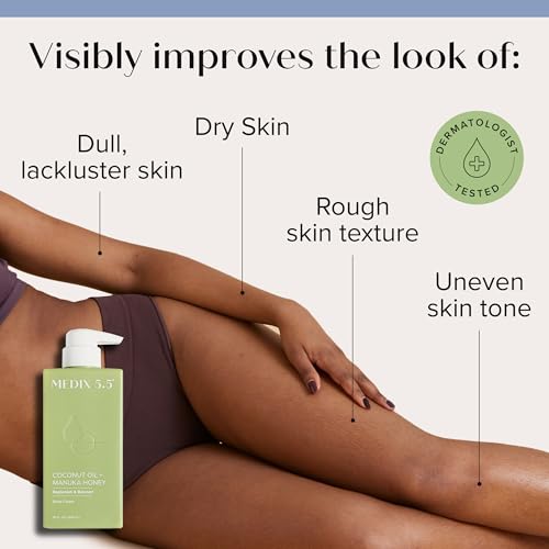 Image of MEDIX Exfoliating Glycolic Acid Body Wash & Face Wash + Coconut Body Lotion Skin Care Set | Coconut Oil Lotion Body Cream & AHA + Lactic Acid Foaming Body Wash For KP Bumps, Keratosis Pilaris, & Acne