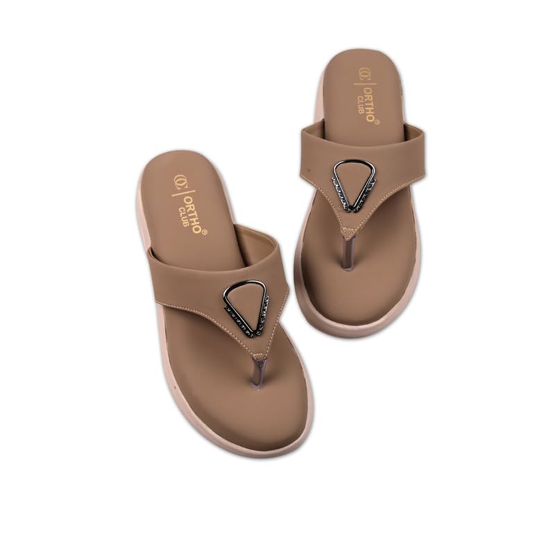 Image of ORTHO CLUB Women's Orthopedic Comfort Sandals - Soft Cushion Footbed, Anti-Slip Sole, Stylish Toe-Ring Design - Lightweight Sandals for Women & Girls