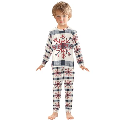 Fustylead Xmas Snowflake on Beige Black Buffalo Plaid Cotton Pajamas Set 2 Piece Long Sleeve Pjs Sleepwear3
