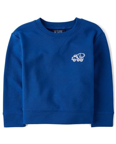 The Childrens Place Baby Boys and Toddler Pullover Crew Neck Sweatshirt Huron Blue 5 Years