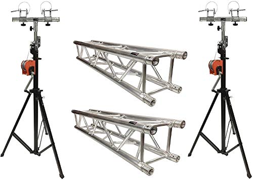 Cedarslink Aluminum Truss Portable 10' Lighting Truss Package + Two 14 ft. Crank Up Stands