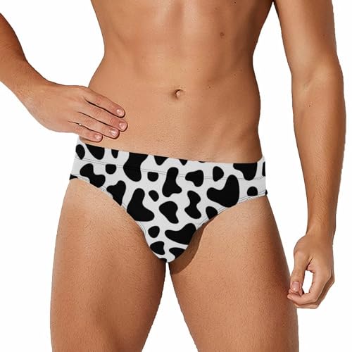 Cow Animal Pattern Men's Low Rise Swim Briefs Sexy Bikini Swimsuit Beach Swimwear