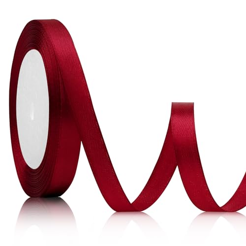 Geschenkband Satinband Bordeaux Rot 10mm 23meters für Weihnachten, Dirndl...