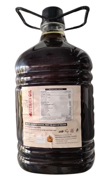 Image of SARV MATRIKAA Pure Organic Wood Pressed Black Mustard Oil -5 Litre| 100% Natural & Unrefined | Cooking, Skin & Hair Care | Ideal for Heart Health, Digestion & Pain Relief