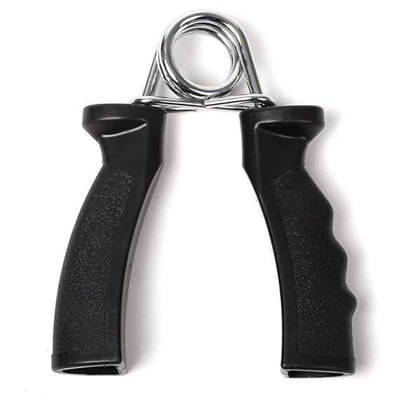 Hand Gripper with Textured Grip, Ergonomic Plastic Handle Wrist Strengthener, Medium Resistance, Black with Chrome Spring-image-46