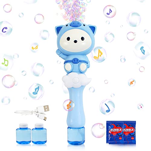 Nunube Toy Automatic Bubble Wand For Kids Light And Music Bubble Machine Elecric Bubble Maker Boys Girls Bubbles Toys Toddlers For Birthday Outdoor Wedding Party (Blue) #TOP18