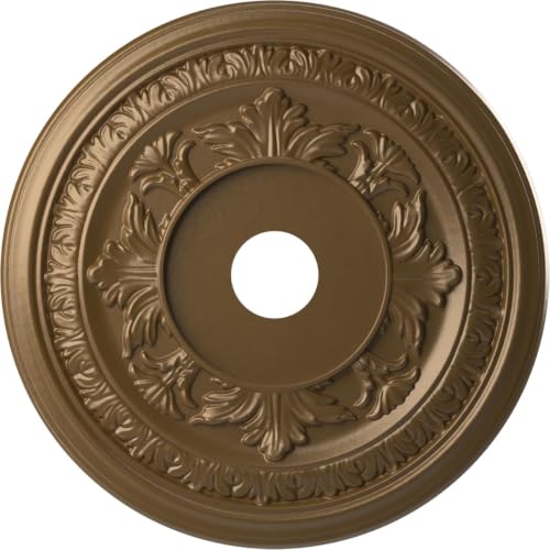 Image of Ekena Millwork CMP22BACCB Baltimore Thermoformed PVC Ceiling Medallion (Fits Canopies up to 7 3 /4 inch), 22 inchOD x 3 1 /2 inchID x 1 inchP, Metallic Champagne Bronze