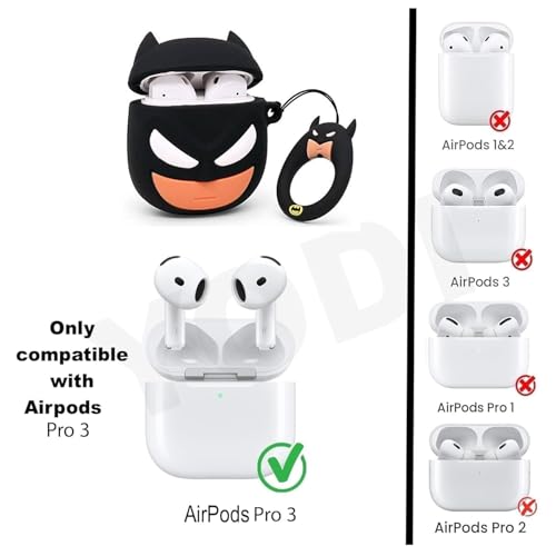 Image of YODI Case Cover for Airpods Pro|Pro 2|Airpods Pro 3|Airpods 4 Pouch, Silicone Cases with Cleaner Kit 360 Drop Protection,Shock-Resistant ((Bat-Man), Airpods Pro 3 (2025))