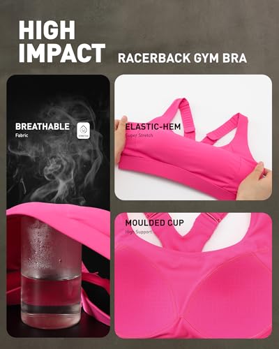 Image of RUNNING GIRL Sports Bras for Women High Support, Adjustable Straps High Impact Racerback Bra with Hook Closure Molded Cup