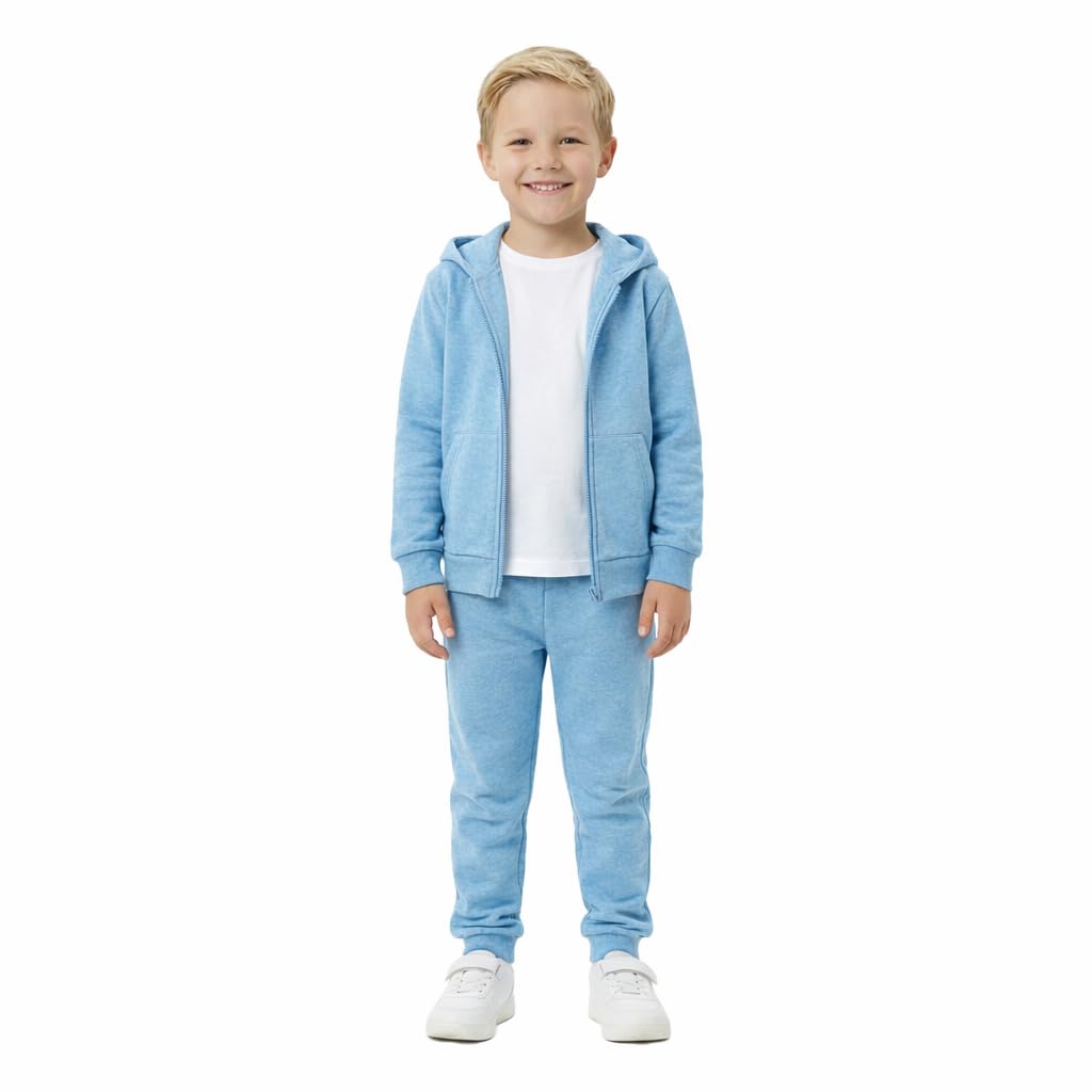 Tuta da ginnastica per bambini per ragazzi e ragazze, set unisex in pile con cappuccio e pantaloni da jogging, morbido, caldo e resistente, perfetto per scuola, sport e uso quotidiano, età 5-12 anni
