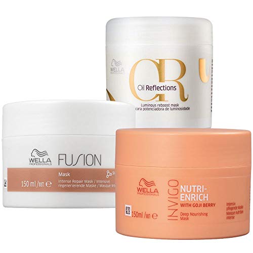 Kit Cronograma Capilar Máscara Fusion + Oil Reflections + Invigo Nutri-Enrich 3x150ml Wella