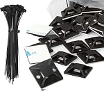 Zip Tie Mounts - Small Cable Tie Adhesive Mount, 1n black 100PCS. Wires Zip Tie Adhesive-backed anchors perfect for Pedal Board Cable Management Outdoor Indoor