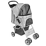  vidaXL Cochecito plegable para mascotas perro/gato gris