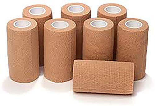 Cohesive Bandage Vet Wrap TAN 7.5cm x 4.5M Pack of 6
