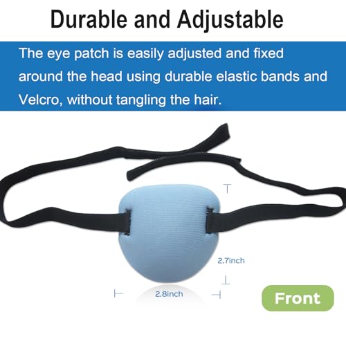 Image of 2 Pcs 3D Eye Patches for Adults, Adjustable Medical Eyepatch for Right or Left Eye,One Eye Cover for Amblyopia Lazy Eye,Pirate Costume(Blue,Skin Color)