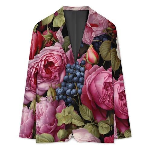 Flowers and Grapes Men's Casual Blazers Slim Fit Sport Coats Blazer Two Buttons Suit Jacket for Work Party3