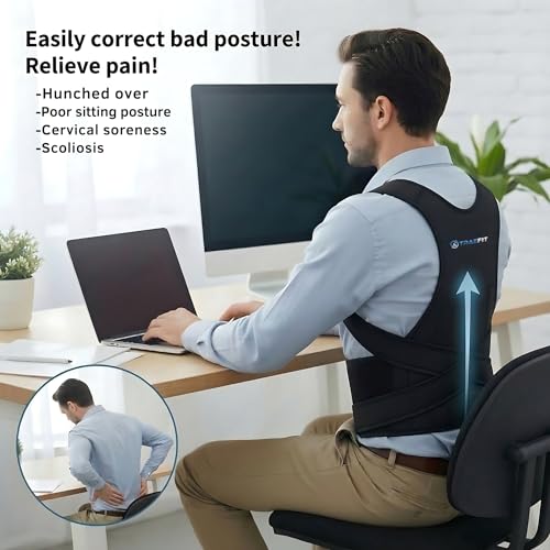 Image of Posture Corrector Belt for Men| For Women| Back Pain Relief Belt| Adjustable Back Brace for Spine Alignment, Shoulder, Clavicle & Upper Back Support| Lightweight & Breathable | Universal Size|