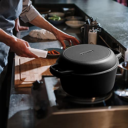 Cast Iron Dutch Oven Pot With Lid, 2-In-1 Pre Seasoned 5Qt Dutch Oven Cast Iron Cookware For Frying,Camping,Cooking, Baking #TOP5