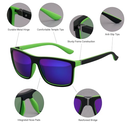 Image of Men's Sports Polarized Sunglasses Square Frame Glasses NP1007