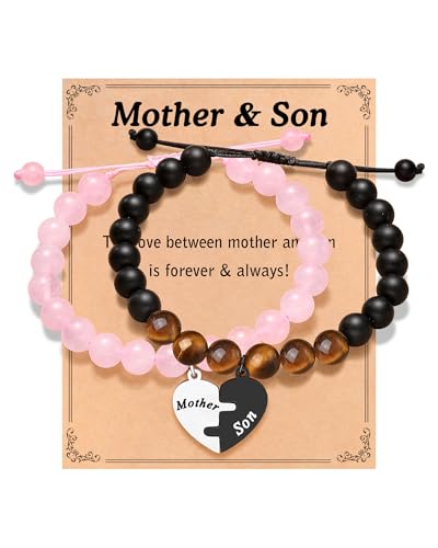 DiRikiss Mother Son Gifts Bracelets for Boys from Mom Mommy and Me Mothers Day Back to School Birthday Christmas Gifts