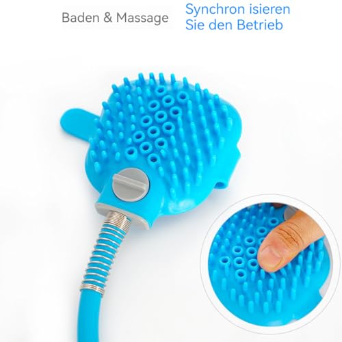 Hochdruck Haustier-Duschbrause mit 5 Funktionen & Massagebürste – sanfte Fellreinigung für Hunde & Katzen, universal am Waschbecken, Badewanne & Garten montierbar – ideal für Tierbesitzer