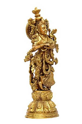 Estatua grande de Radha Krishna de latón 21 pulgadas miniatura 6
