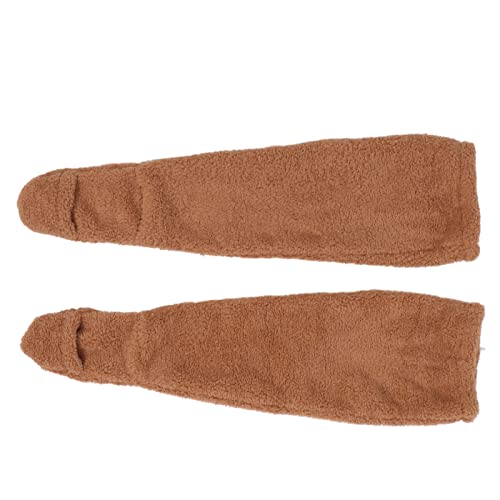 Image of ZJchao Winter Warm Knee Socks for Women, Furry Over Knee Extra Thick Socks, Soft Home Leg Warmers for Sleeping, Brown